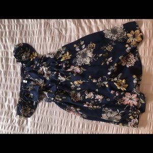 Dark Blue Floral Print Dress